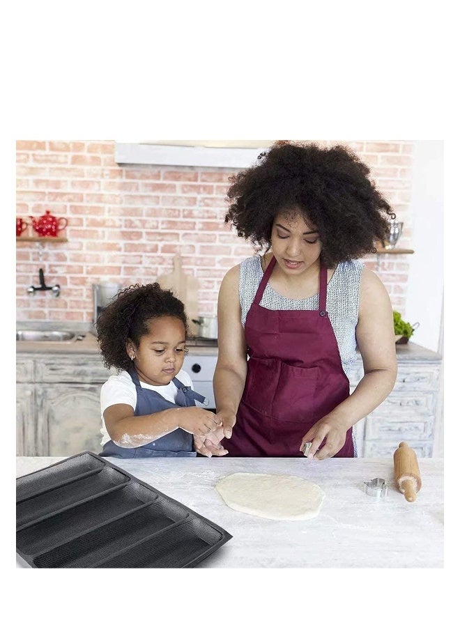 Nonstick Silicone Baguette Pan with Perforated Design for Perfectly Baked French Bread - 5 Slot Sandwich Mould and Baking Tray - Image 4