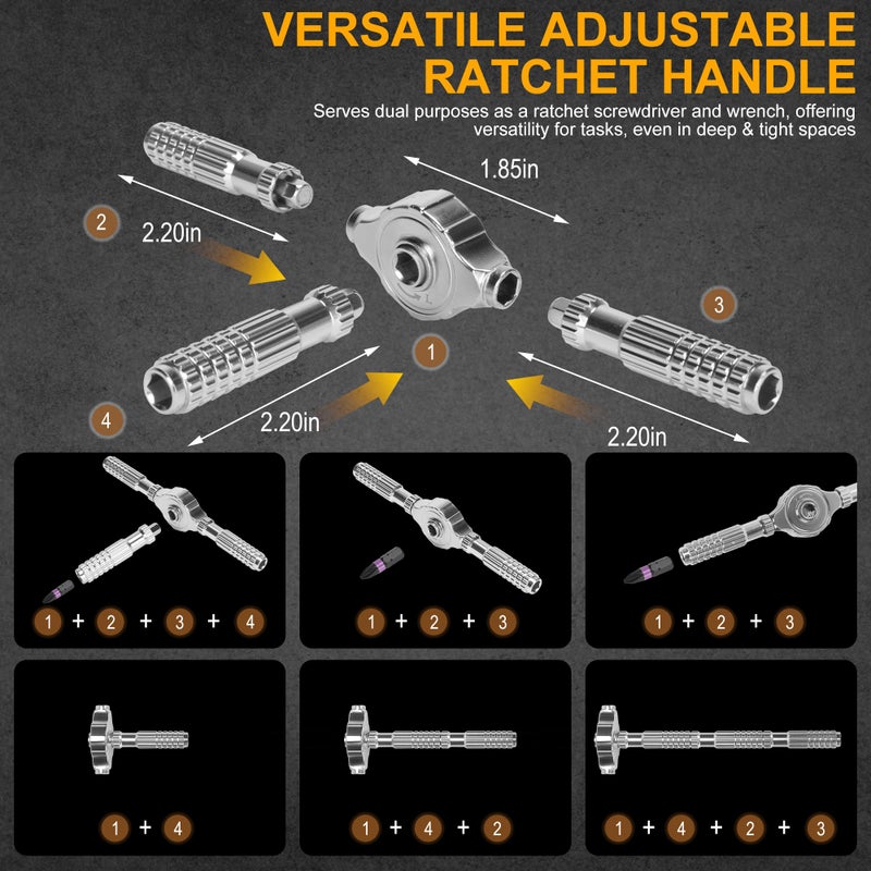 ELEAD 40 in 1 Magnetic Ratchet Screwdriver Set, Multi Bit Magnetic Ratcheting Screwdriver Set with Detachable Ratchet Handle, Repair Tool Kit for Computer Bicycle Furniture DIY - Image 4
