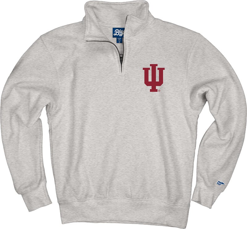 Blue 84 Men's Indiana Hoosiers Quarter Zip Sweatshirt Icon Grey, Grey, Large - Image 3