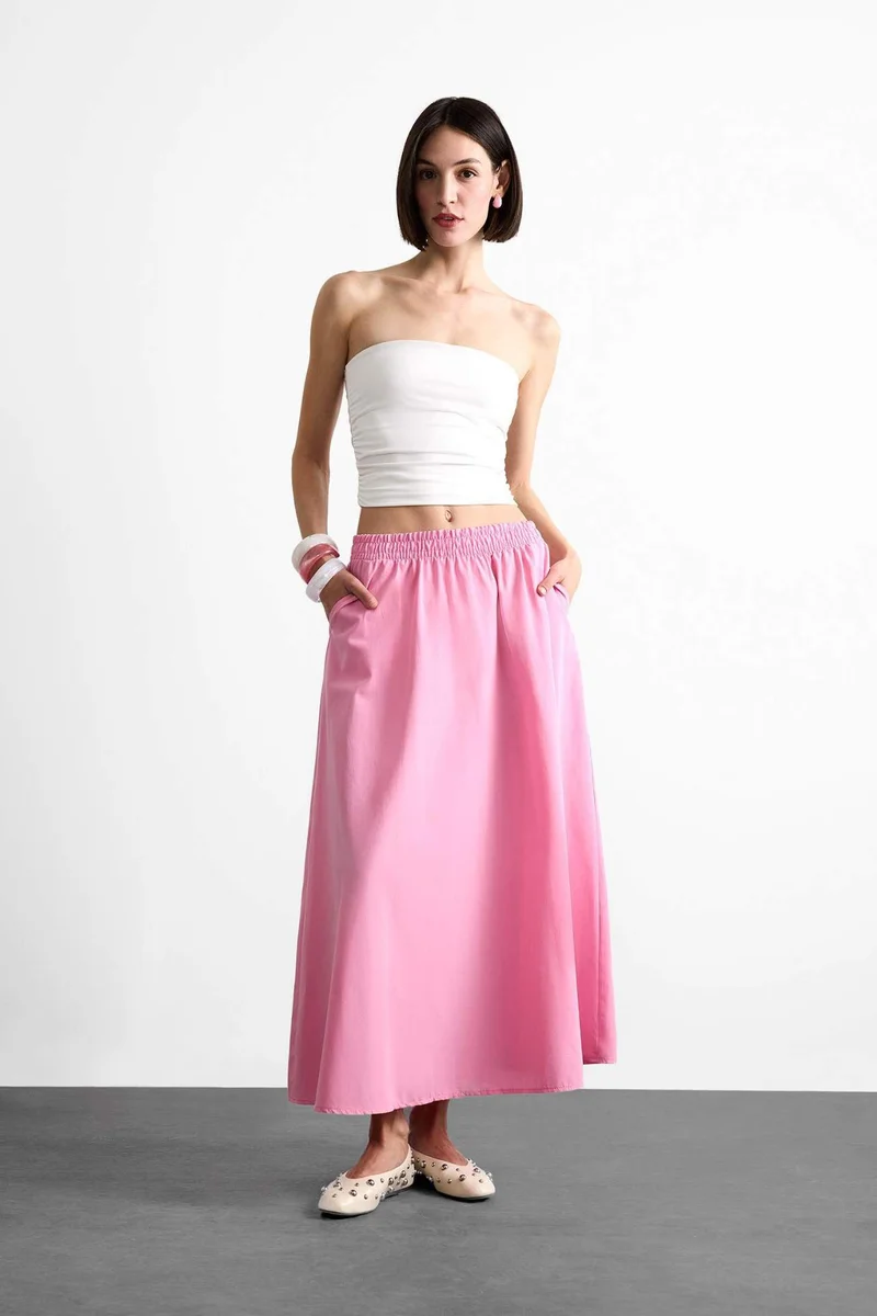 ديفاكتو Poplin Elastic Band Skirt