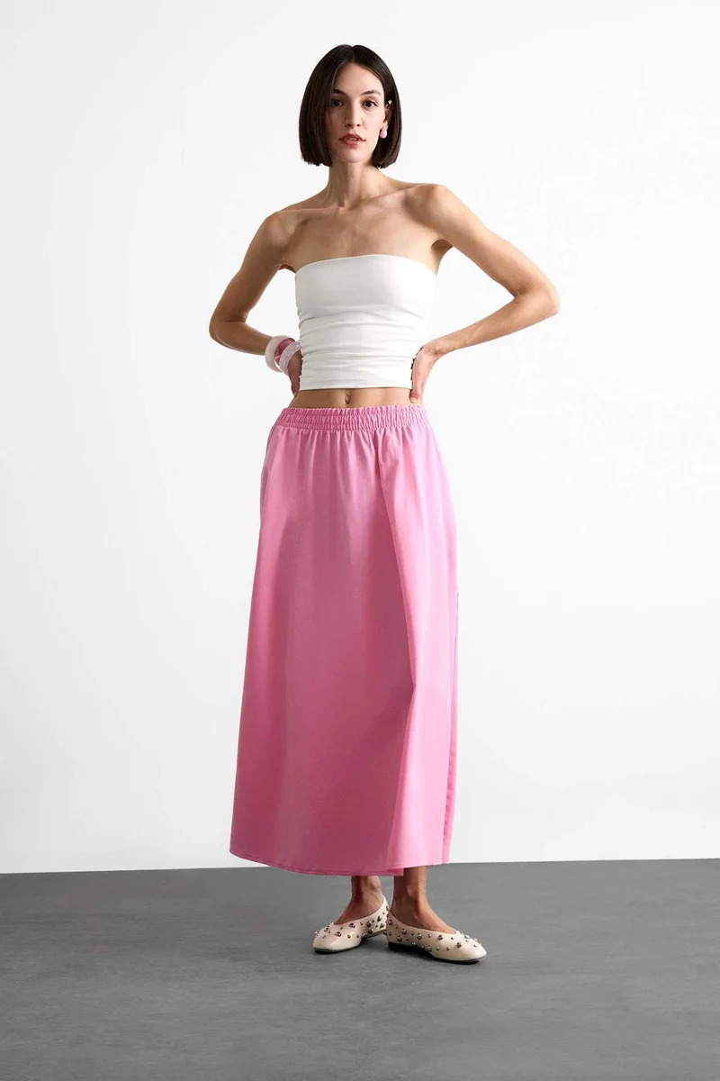 ديفاكتو Poplin Elastic Band Skirt