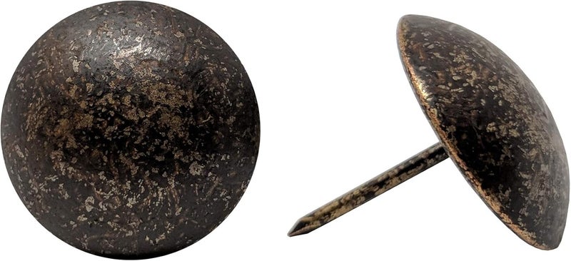 ComfortStyle Premium Upholstery Tacks, 1-inch Diameter Nailhead Pins, Large Decorative Trim for Furniture (50, Dark Antique Brass) - Image 1