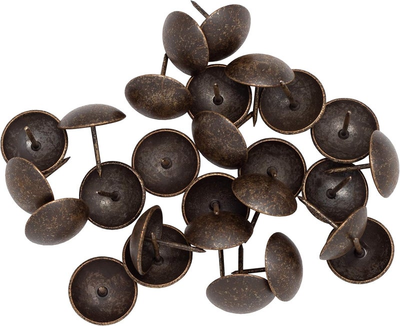 ComfortStyle Premium Upholstery Tacks, 1-inch Diameter Nailhead Pins, Large Decorative Trim for Furniture (50, Dark Antique Brass) - Image 2