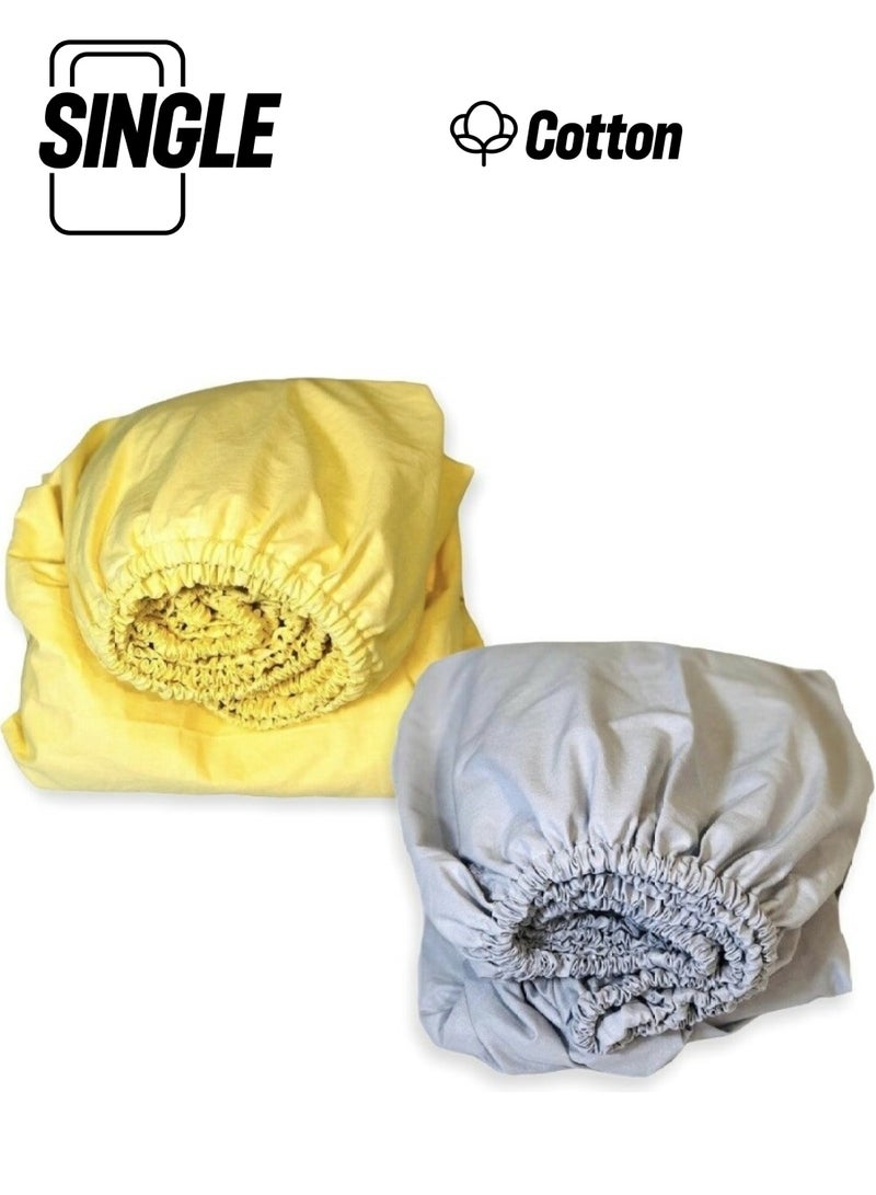 Baby Special Cotton Baby and Kids Fitted Sheet Gray and Yellow 70X140 (2 Pieces)