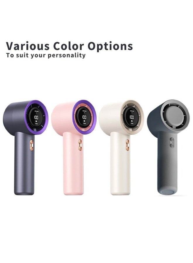 VIO High Speed Portable Small Handheld Turbo Fan 5 Speed Personal Fan with Digital Display Compact Handheld Fan Mini Fan with Concentrated Turbo Wind Low Noise Battery Operated Cooling Fan for Travel Home Desk Office Indoor Outdoor Summer Beach Pool Picnic Camping - Image 2