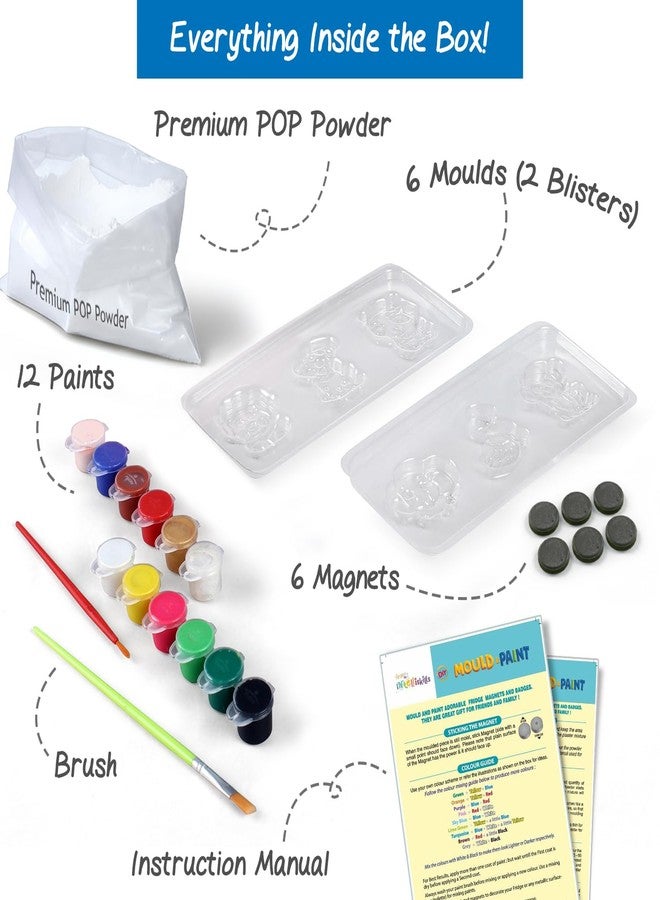 FIRSTCRY INTELLISKILLS مجموعة Intelliskills Premium DIY للقوالب والطلاء، اصنع نماذج حيوانات ثلاثية الأبعاد مع 6 قوالب و12 لون طلاء و6 مغناطيسات، مجموعة طلاء للأطفال، مجموعة فنية للأطفال من عمر 5 سنوات فما فوق، هدية للأطفال، ألعاب تعليمية ممتعة (غابة) - Image 3