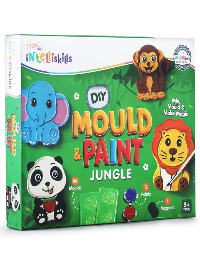 FIRSTCRY INTELLISKILLS مجموعة Intelliskills Premium DIY للقوالب والطلاء، اصنع نماذج حيوانات ثلاثية الأبعاد مع 6 قوالب و12 لون طلاء و6 مغناطيسات، مجموعة طلاء للأطفال، مجموعة فنية للأطفال من عمر 5 سنوات فما فوق، هدية للأطفال، ألعاب تعليمية ممتعة (غابة) - Image 1