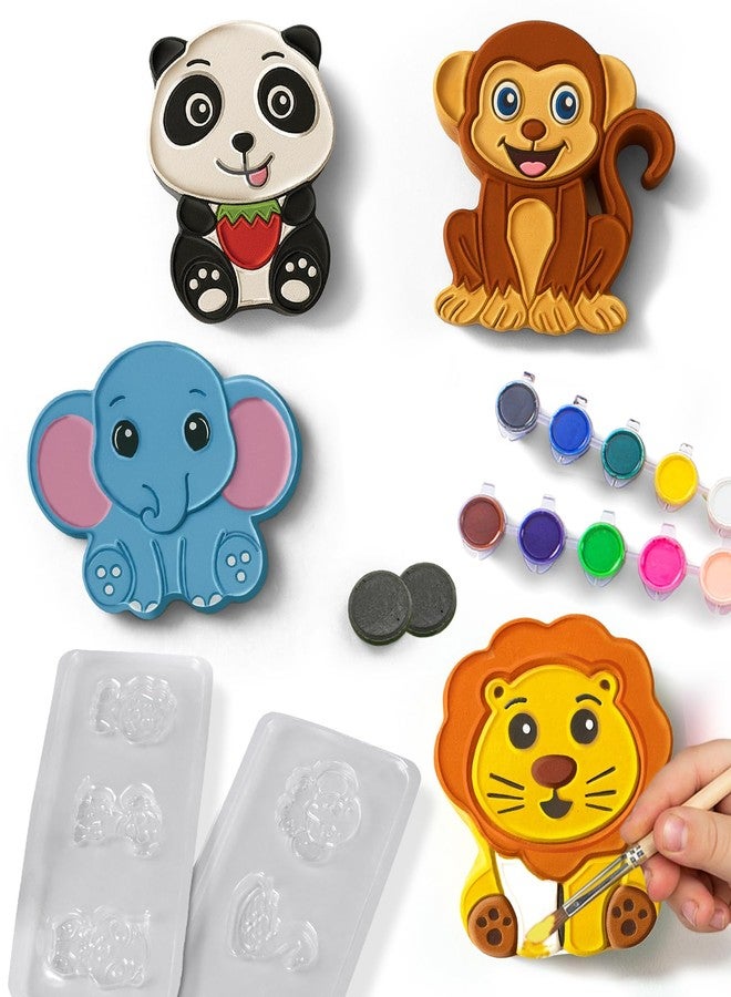 FIRSTCRY INTELLISKILLS مجموعة Intelliskills Premium DIY للقوالب والطلاء، اصنع نماذج حيوانات ثلاثية الأبعاد مع 6 قوالب و12 لون طلاء و6 مغناطيسات، مجموعة طلاء للأطفال، مجموعة فنية للأطفال من عمر 5 سنوات فما فوق، هدية للأطفال، ألعاب تعليمية ممتعة (غابة) - Image 2