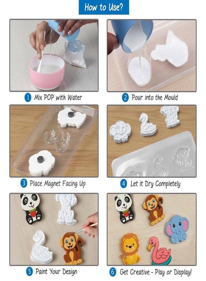 FIRSTCRY INTELLISKILLS مجموعة Intelliskills Premium DIY للقوالب والطلاء، اصنع نماذج حيوانات ثلاثية الأبعاد مع 6 قوالب و12 لون طلاء و6 مغناطيسات، مجموعة طلاء للأطفال، مجموعة فنية للأطفال من عمر 5 سنوات فما فوق، هدية للأطفال، ألعاب تعليمية ممتعة (غابة) - Image 4