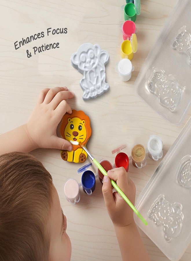 FIRSTCRY INTELLISKILLS مجموعة Intelliskills Premium DIY للقوالب والطلاء، اصنع نماذج حيوانات ثلاثية الأبعاد مع 6 قوالب و12 لون طلاء و6 مغناطيسات، مجموعة طلاء للأطفال، مجموعة فنية للأطفال من عمر 5 سنوات فما فوق، هدية للأطفال، ألعاب تعليمية ممتعة (غابة) - Image 5