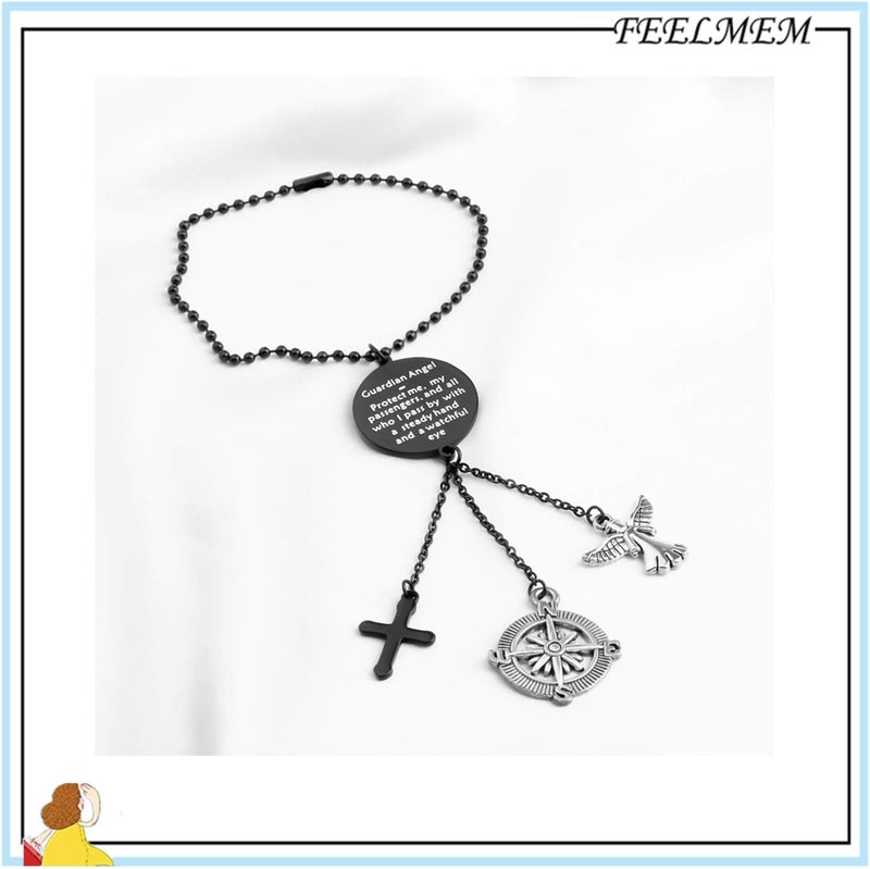 FEELMEM Guardian Angel Prayer Car Charm - Protect Me and My Passengers Rearview Mirror Pendant - Image 3