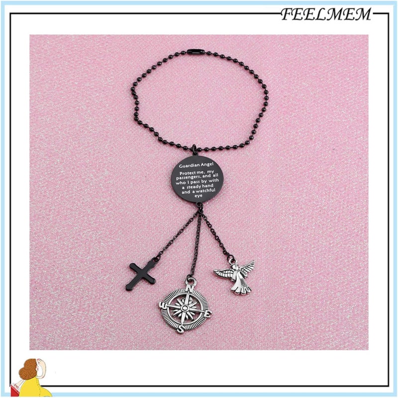 FEELMEM Guardian Angel Prayer Car Charm - Protect Me and My Passengers Rearview Mirror Pendant - Image 2