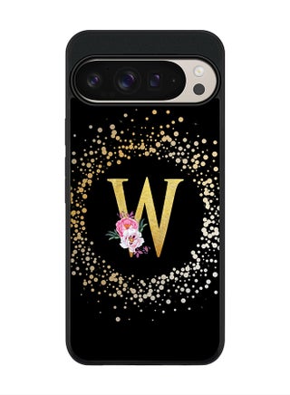 Custom Monogram Floral - W ( Black )