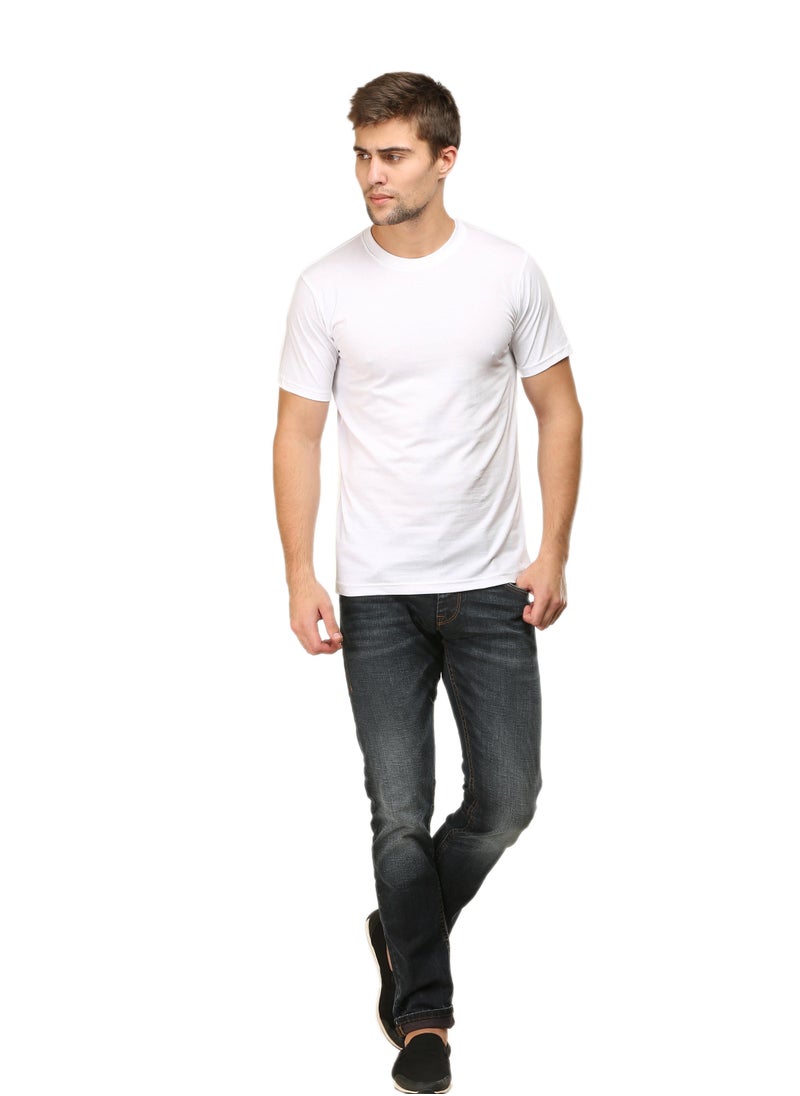 White Men's Half Sleeve Round Neck Cotton Tshirt - pzsku/ZC05490ACAEA2172C9334Z/45/_/1715755757/be7cd038-bb84-459b-b029-79cfb54b0f84