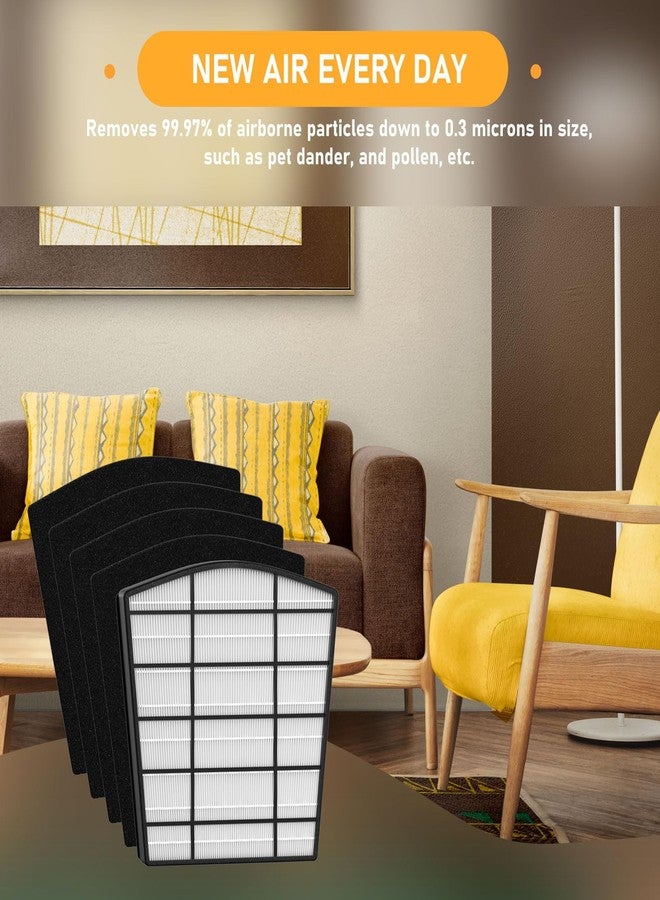 Allisfresh HP800 HEPA Filter Replacement Set Compatible with Hunter HP800 Multi Room Large Console Air Cleaner Purifier, Part Number H-HF800-VP H-PF800, 1 HEPA Filter and 4 Carbon Pre-Filter - Image 5