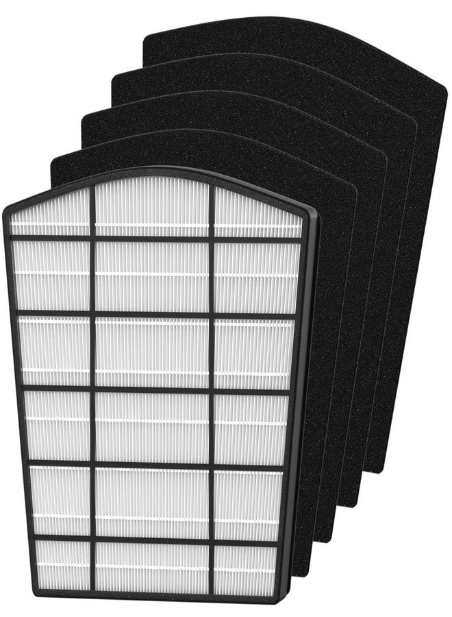 Allisfresh HP800 HEPA Filter Replacement Set Compatible with Hunter HP800 Multi Room Large Console Air Cleaner Purifier, Part Number H-HF800-VP H-PF800, 1 HEPA Filter and 4 Carbon Pre-Filter - Image 1