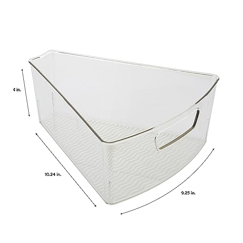 Kitchen Details 2 Pack Lazy Susan Bin | Triangular Pantry Organizer | Corner Cabinet | Handle | Spice Jars | Cans | Clear - Image 5