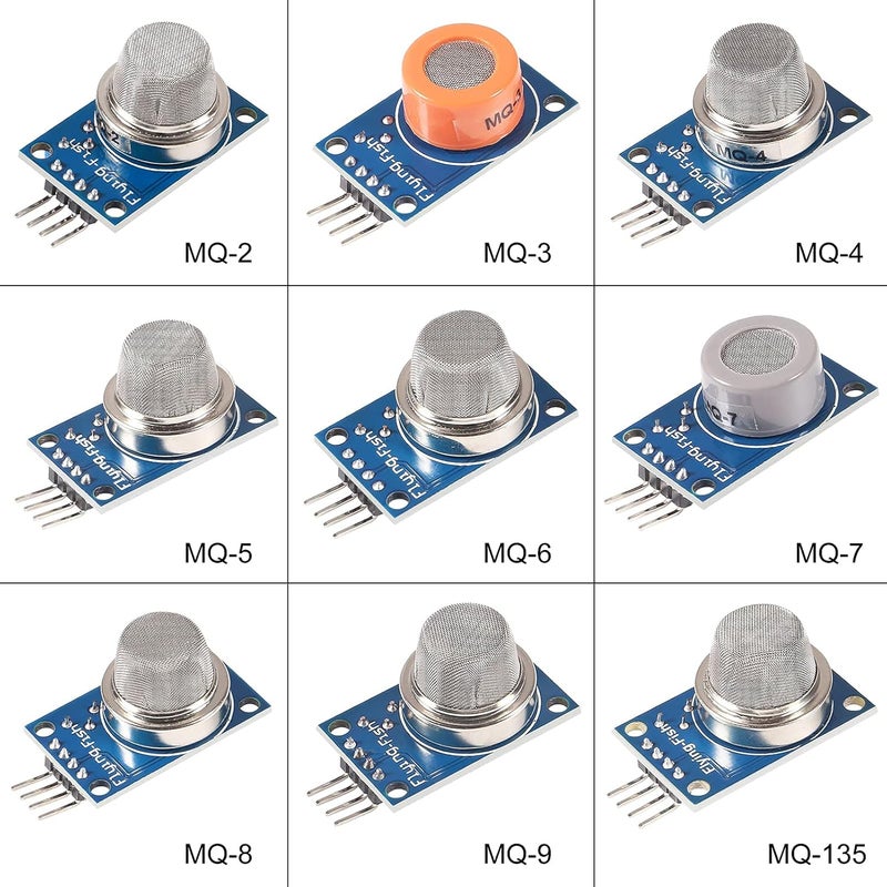 ACEIRMC 9pcs/Lot Gas Detection Sensor Module MQ-2 MQ-3 MQ-4 MQ-5 MQ-6 MQ-7 MQ-8 MQ-9 MQ-135 Sensor Module Gas Sensor Starter Kit for Arduino Raspberry Pi (9PCS/Lot) - Image 2