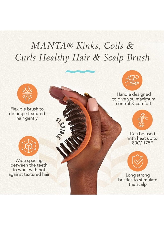 Manta Kinks Detangling Brush - Anti-Static, Curl Defining for 3a to 4c Afro and Curly Hair - Flexible Scalp Brush