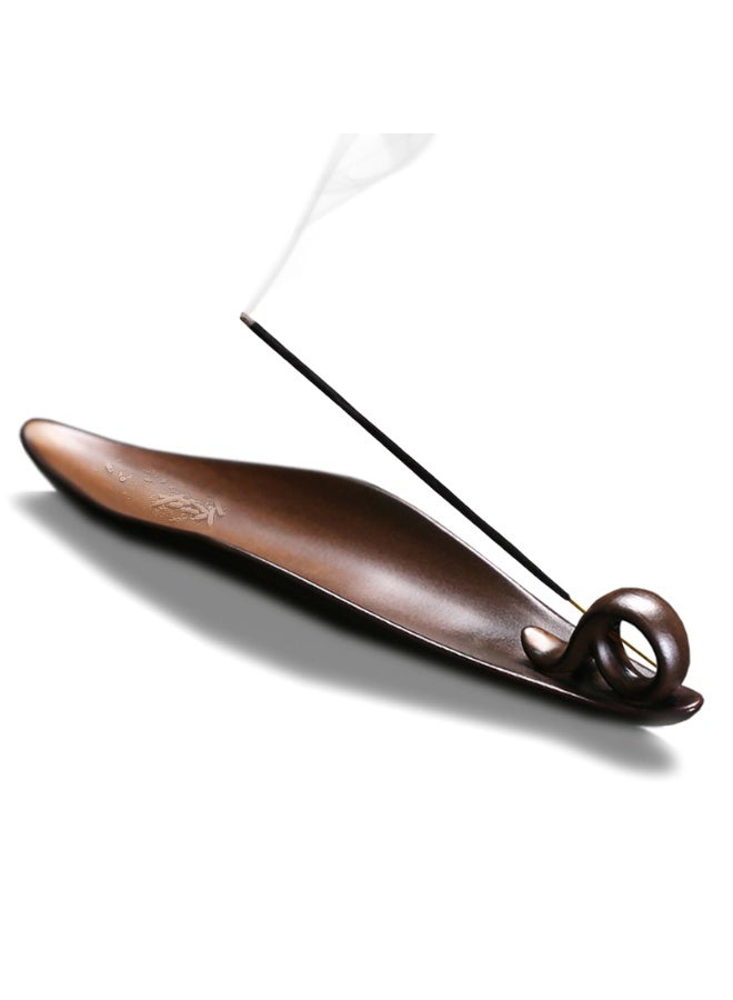 Incense Stick Holder with 3 Holes, 9 Inch Length Ceramic Incense Ash Cather for Counters, Meditation Room, Yoga, Home, Office, Brown  - Image 1
