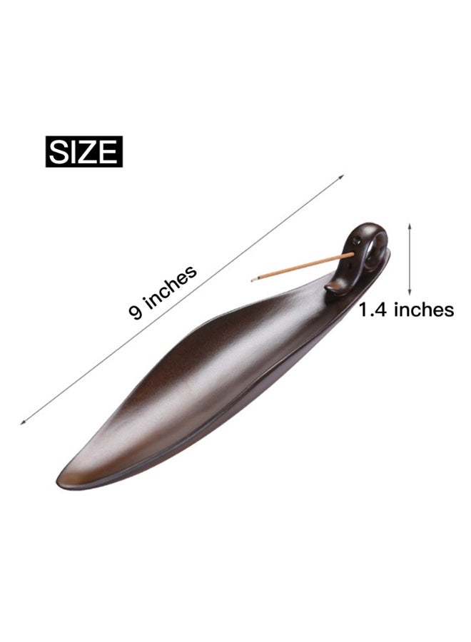 Incense Stick Holder with 3 Holes, 9 Inch Length Ceramic Incense Ash Cather for Counters, Meditation Room, Yoga, Home, Office, Brown  - Image 3