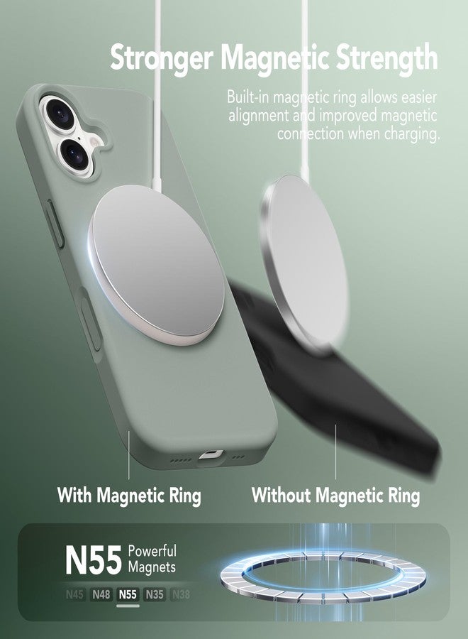 GONEZ Magnetic for iPhone 17 Case, Compatible with MagSafe, [Screen Protector + Camera Lens Protector], Liquid Silicone Anti-Scratch Shockproof Protective Phone Case, Calke Green - Image 3