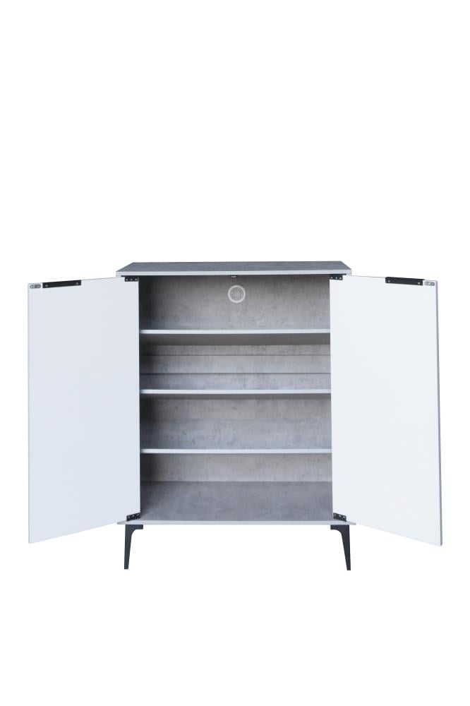 بيتي دولاب أحذية بابين خشب ماليزي 4 مستويات لون رمادي مخطط - Image 2