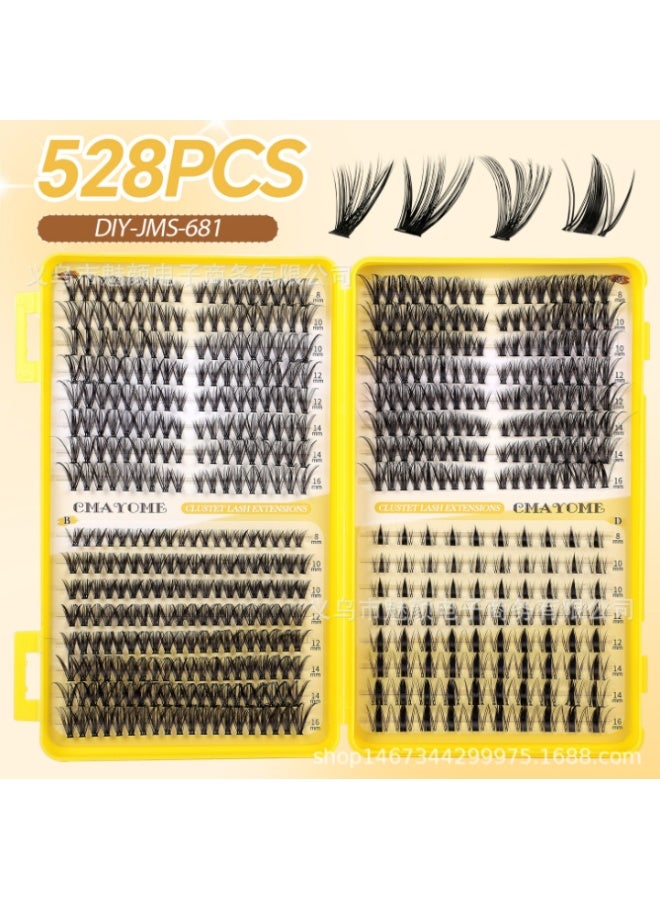 virenia 528 Pcs Lash Clusters Kit – 8-16mm Mixed Lengths – Wispy DIY Eyelash Extensions – Includes Lash Adhesive Glue & Tweezer – Individual False Eyelashes for Women – Natural, Fluffy, Long Lasting – Reusable & Easy to Apply – Perfect for Daily Wear, Parties, Weddings, Glam Look – Complete Eyelash Extension Set for Home Use - Image 3