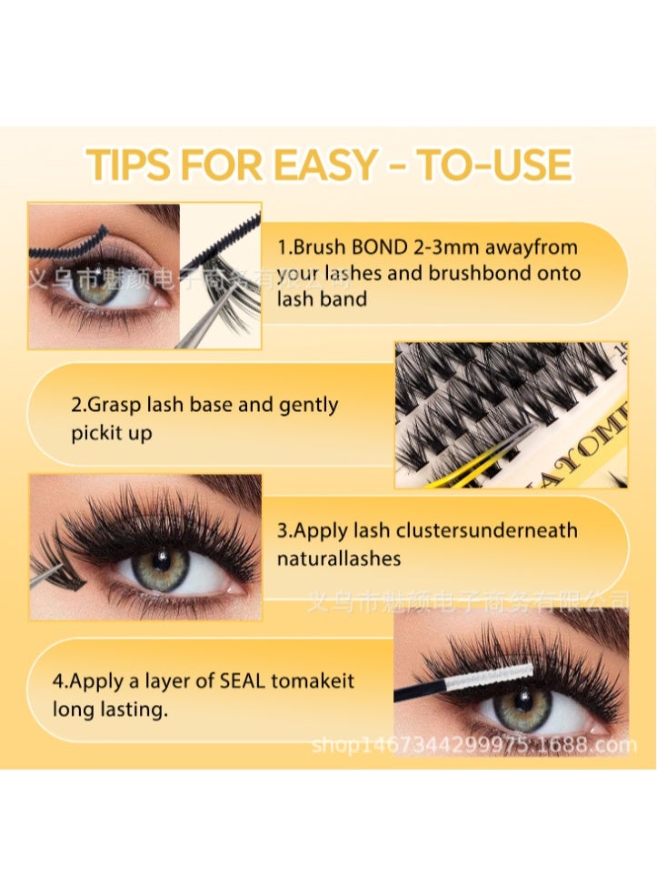 virenia 528 Pcs Lash Clusters Kit – 8-16mm Mixed Lengths – Wispy DIY Eyelash Extensions – Includes Lash Adhesive Glue & Tweezer – Individual False Eyelashes for Women – Natural, Fluffy, Long Lasting – Reusable & Easy to Apply – Perfect for Daily Wear, Parties, Weddings, Glam Look – Complete Eyelash Extension Set for Home Use - Image 4