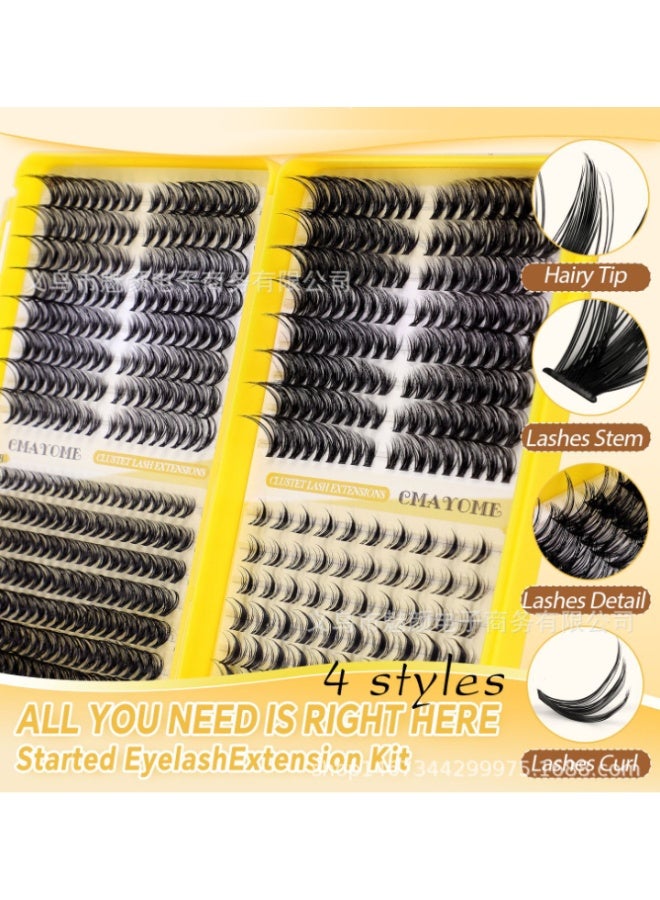 virenia 528 Pcs Lash Clusters Kit – 8-16mm Mixed Lengths – Wispy DIY Eyelash Extensions – Includes Lash Adhesive Glue & Tweezer – Individual False Eyelashes for Women – Natural, Fluffy, Long Lasting – Reusable & Easy to Apply – Perfect for Daily Wear, Parties, Weddings, Glam Look – Complete Eyelash Extension Set for Home Use - Image 2