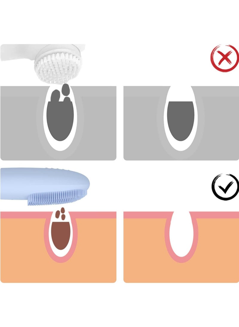 Hihonor Silicone Face Scrubber, IPX7 Waterproof Sonic Facial Cleansing Brush, USB Rechargeable Sonic Massage Face Brush for Deep Cleansing, Gentle Exfoliating and Massaging (Blue) - Image 3