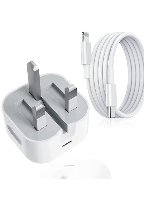 USB C Fast Charger Plug, 20W Foldable Type C Power Adapter, PD 3.0 Wall Plug Quick Charging with 1M Charging Cable for iPhone 14/13/13 Mini/13 Pro/13 Pro Max/12 Mini/12 Pro/iPad Pro