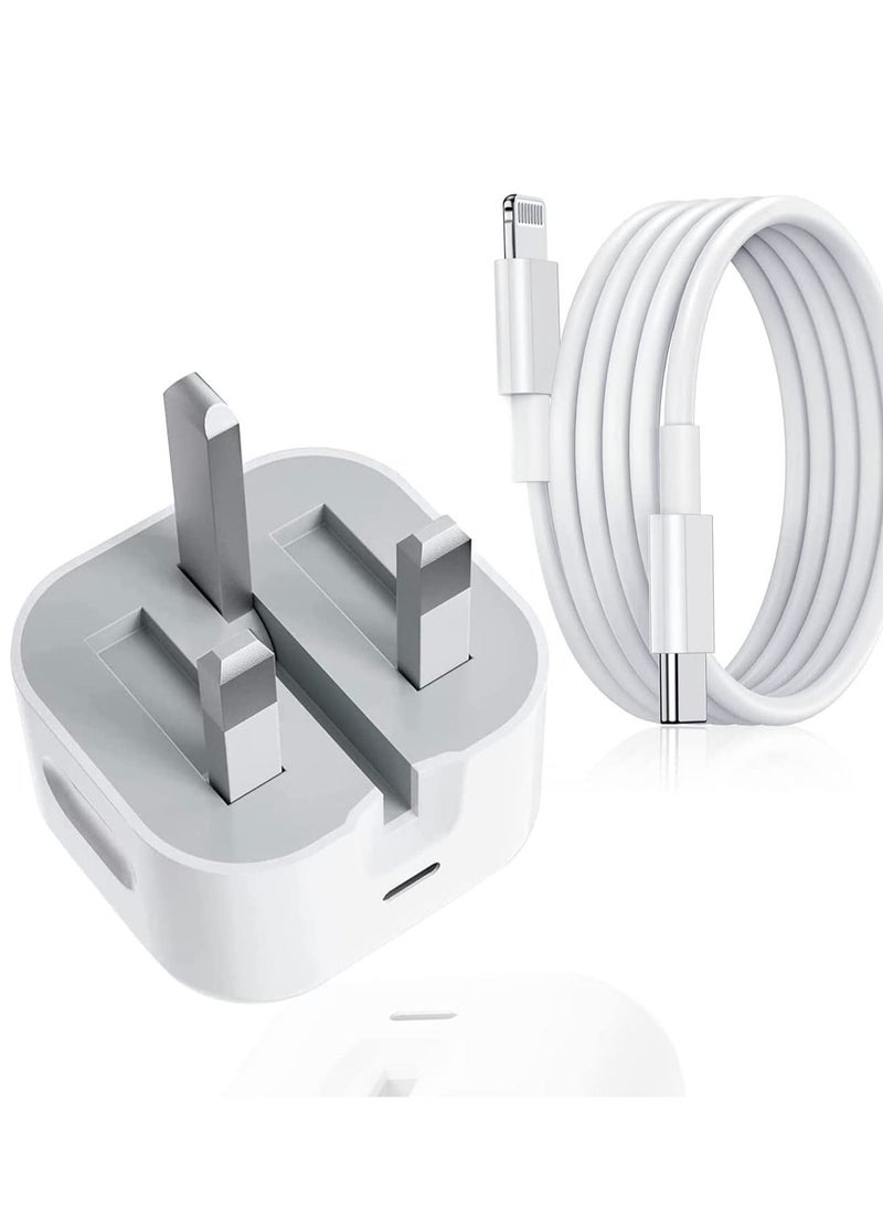 Generic - USB C Fast Charger Plug, 20W Foldable Type C Power Adapter, PD 3.0 Wall Plug Quick Charging with 1M Charging Cable for iPhone 14/13/13 Mini/13 Pro/13 Pro Max/12 Mini/12 Pro/iPad Pro - Image 1