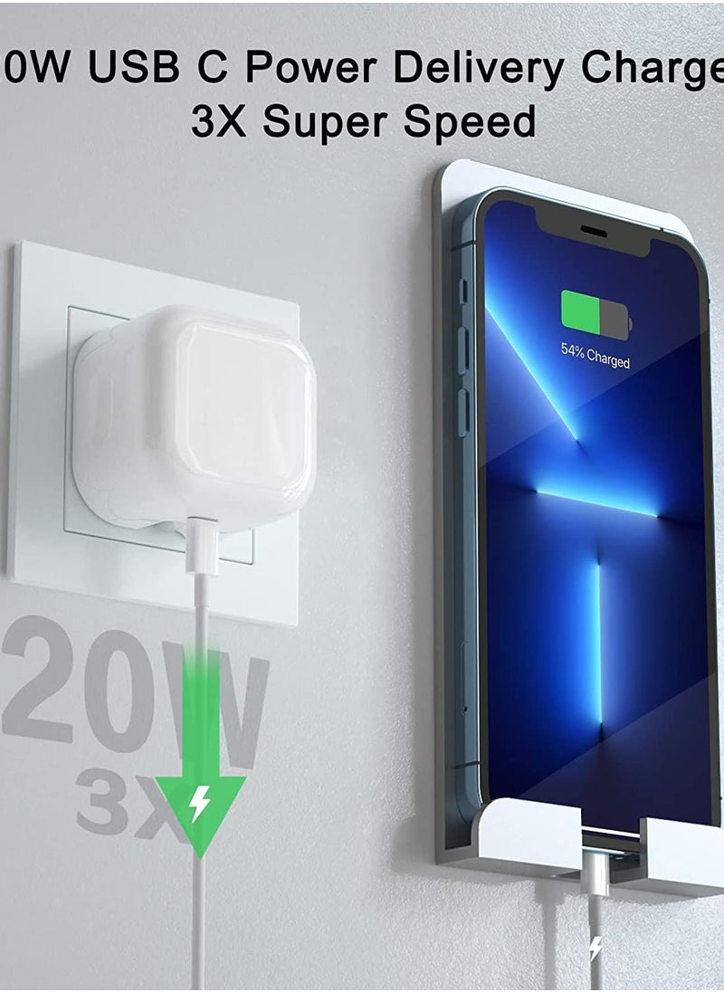 Generic - USB C Fast Charger Plug, 20W Foldable Type C Power Adapter, PD 3.0 Wall Plug Quick Charging with 1M Charging Cable for iPhone 14/13/13 Mini/13 Pro/13 Pro Max/12 Mini/12 Pro/iPad Pro - Image 1