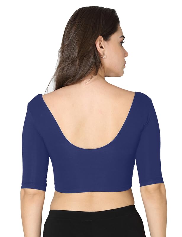 VSTAR Deep Neck Comfy Blouse Navy - Womens Viscose, Half Sleeve, Large - Image 2
