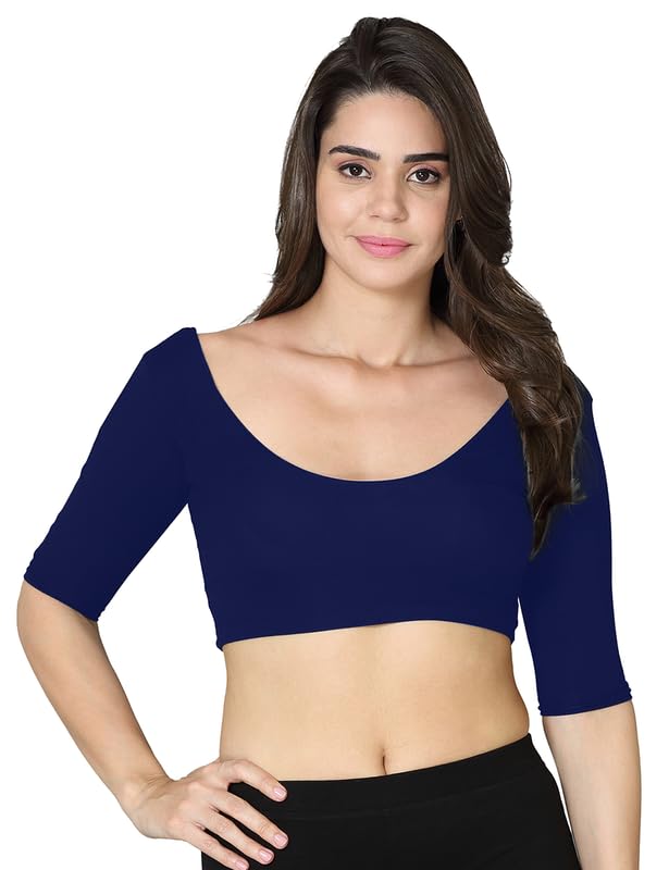 VSTAR Deep Neck Comfy Blouse Navy - Womens Viscose, Half Sleeve, Large - Image 4