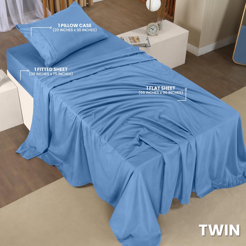 Utopia Bedding Twin Sheet Set â€“ 3 Piece Bed Sheets for Twin Size Bed, Soft and Breathable Microfiber, Includes 1 Fitted Sheet, 1 Flat Sheet and 1 Pillowcase (Dutch Blue) - Image 2