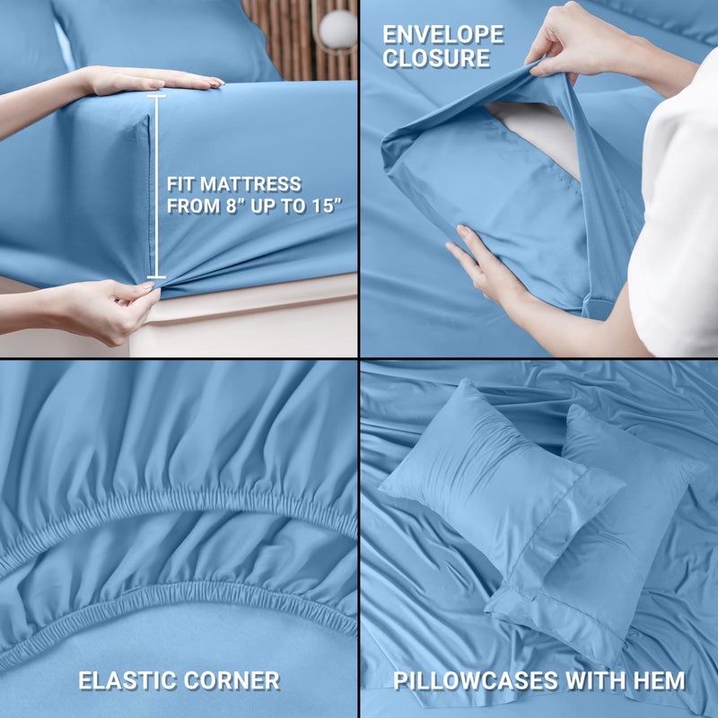 Utopia Bedding Twin Sheet Set â€“ 3 Piece Bed Sheets for Twin Size Bed, Soft and Breathable Microfiber, Includes 1 Fitted Sheet, 1 Flat Sheet and 1 Pillowcase (Dutch Blue) - Image 3