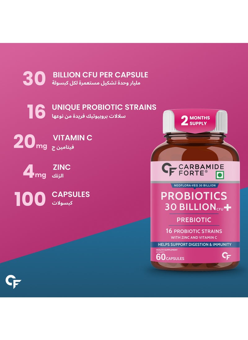 CARBAMIDE FORTE Probiotics Supplement 30 Billion For Women And Men 60 Veg Capsules  - Image 5