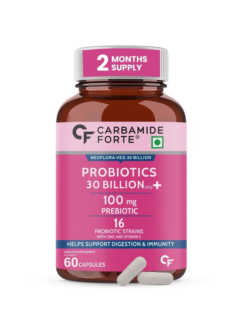 CARBAMIDE FORTE Probiotics Supplement 30 Billion For Women And Men 60 Veg Capsules  - Image 1