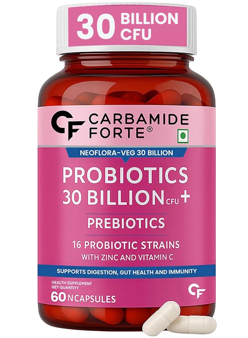 CARBAMIDE FORTE Probiotics Supplement 30 Billion For Women And Men 60 Veg Capsules - Image 1