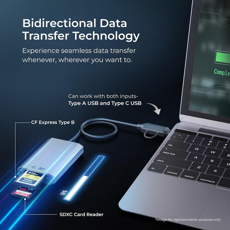 Digitek ® (DCR-102 CFB) 2 في 2 CF Express نوع B و SDXC، قارئ بطاقات USB 3.2 و 3.0، يدعم بطاقات SD/SDHC/SDXC/UHS-I/UHS II، يدعم Mac OS و iPad OS و Windows و Android و Linux و Harmony - Image 4