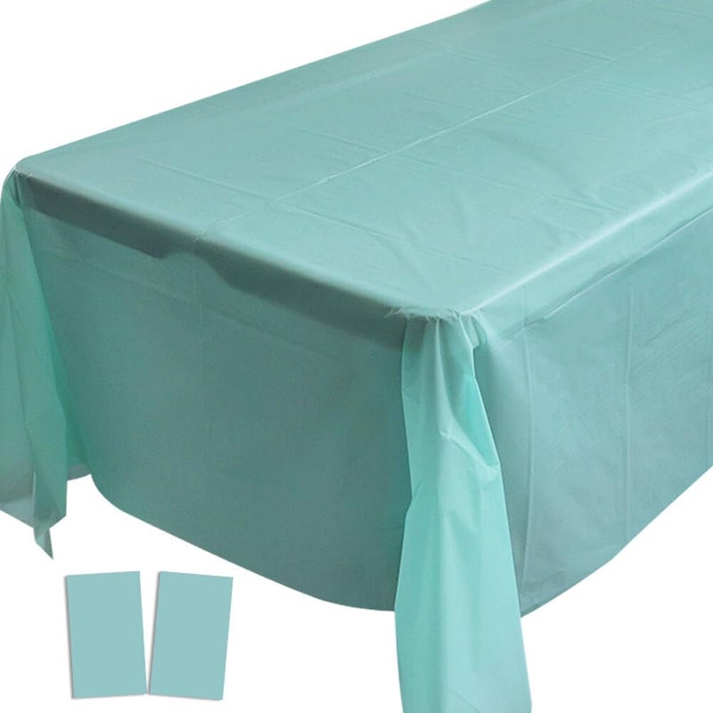 2 Pcs Ice Green Plastic Tablecloths Disposable Plastic Table Covers Table Cloths BBQ Picnic Birthday Wedding TableCloth Oil-proof Waterproof Table Cloth Light Weight Thin Green Table Cover 54 x 108 In