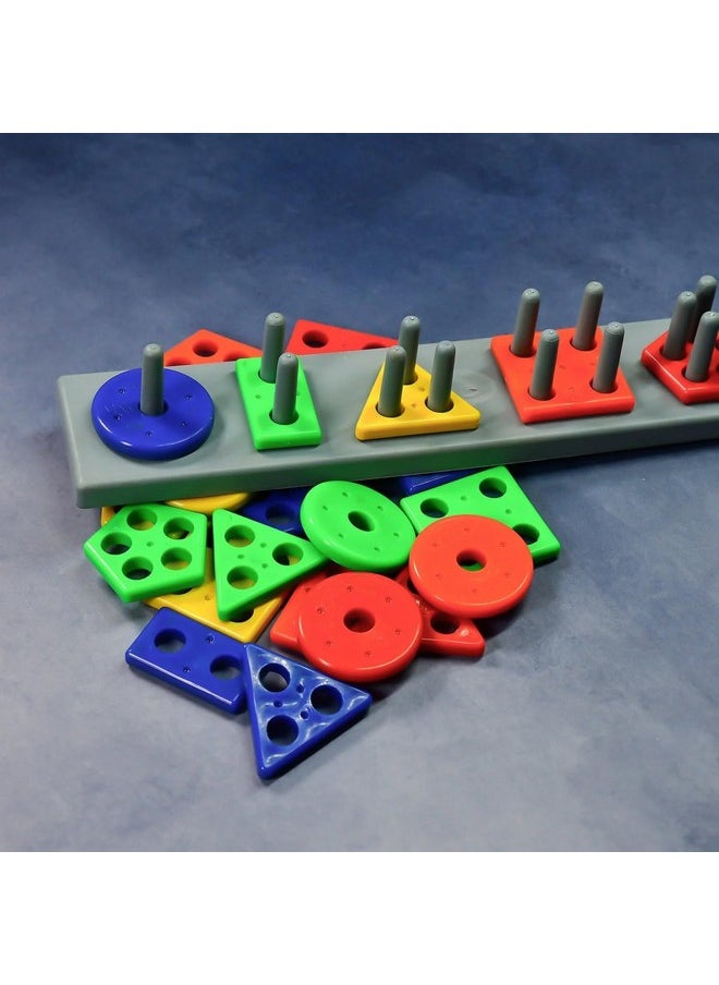 Fat Brain Toys - Fat Brain Toys Smart Activity Fun&Learning Blocks Geometrics, Educational & Learning Sorter Toys, Color Choose Stacking Block Game for Kids Baby, 1 2 3+ Year Activity Toys - Image 1