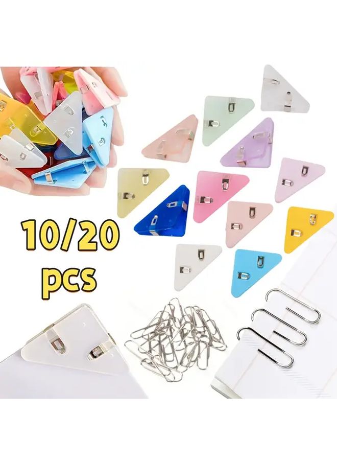 Transparent Triangle File Clips 10pcs Bookmarks Paper Clips Office Desk Organizers - Image 1