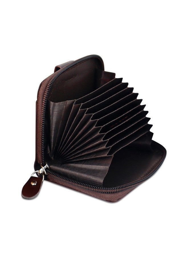 أساسيات المواد غير الغذائية حافظة بطاقات عمودية من الجلد الصناعي من NFI Essentials تحتوي على 9 فتحات وحامل بطاقات ائتمان وخصم وسحاب ومحفظة عملات معدنية للرجال والنساء ومحفظة نقود أكورديون ومحفظة أمان (MW-3) - Image 2