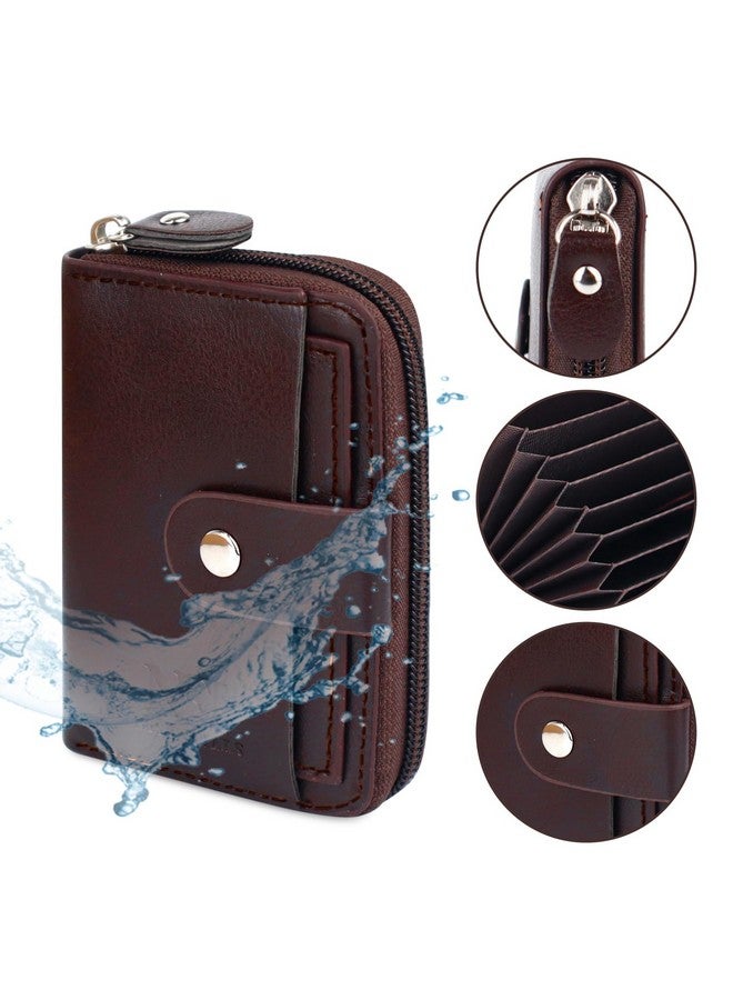 أساسيات المواد غير الغذائية حافظة بطاقات عمودية من الجلد الصناعي من NFI Essentials تحتوي على 9 فتحات وحامل بطاقات ائتمان وخصم وسحاب ومحفظة عملات معدنية للرجال والنساء ومحفظة نقود أكورديون ومحفظة أمان (MW-3) - Image 3