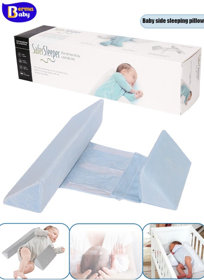 Berma Baby وسادة إسفينية للأطفال حديثي الولادة قابلة للتعديل بزاوية 45 درجة توفر دعمًا أماميًا وخلفيًا لتجربة نوم مريحة (أزرق)  - Image 1