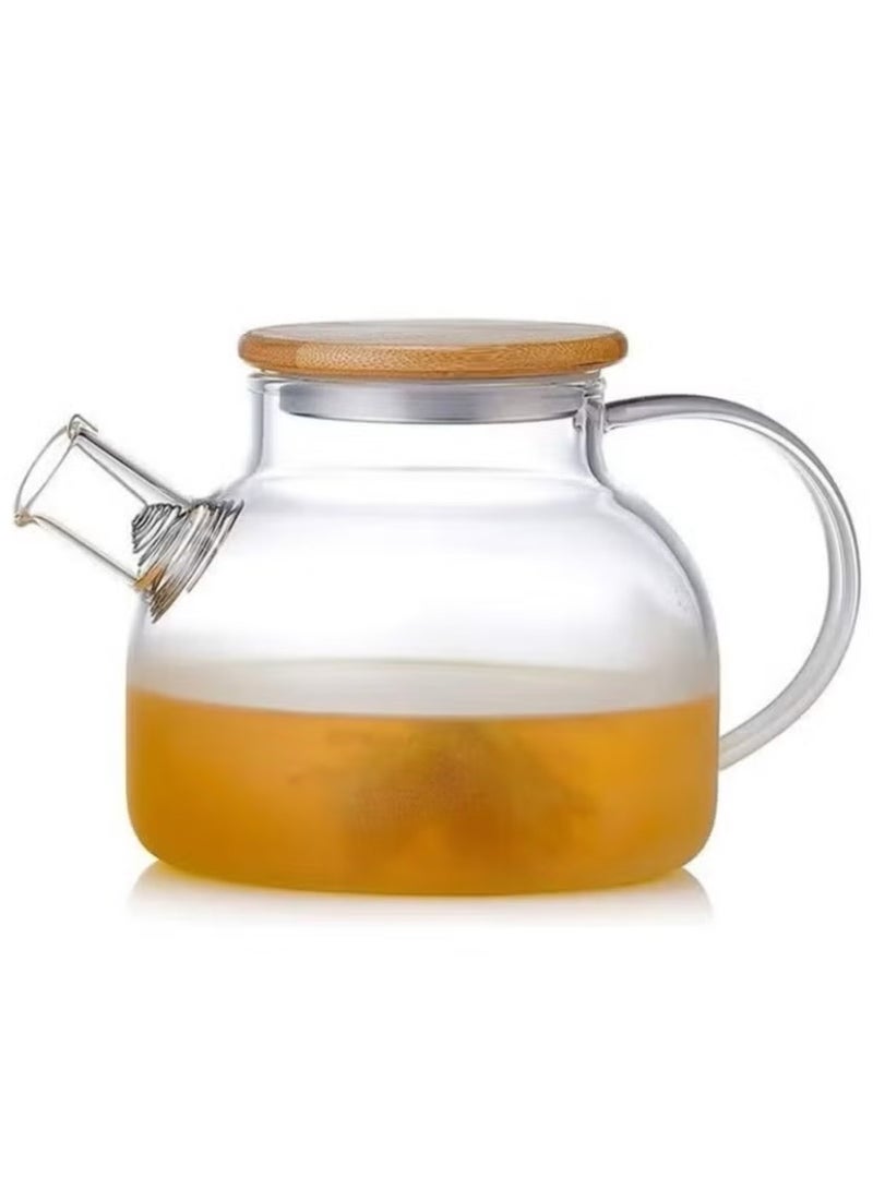 شو وو طقم إبريق شاي زجاجي مقاوم للحرارة شفاف 1000ملليلتر - Image 1
