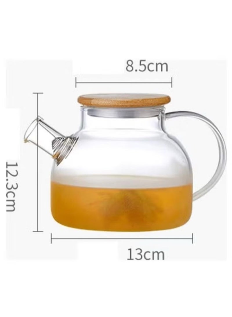شو وو طقم إبريق شاي زجاجي مقاوم للحرارة شفاف 1000ملليلتر - Image 2